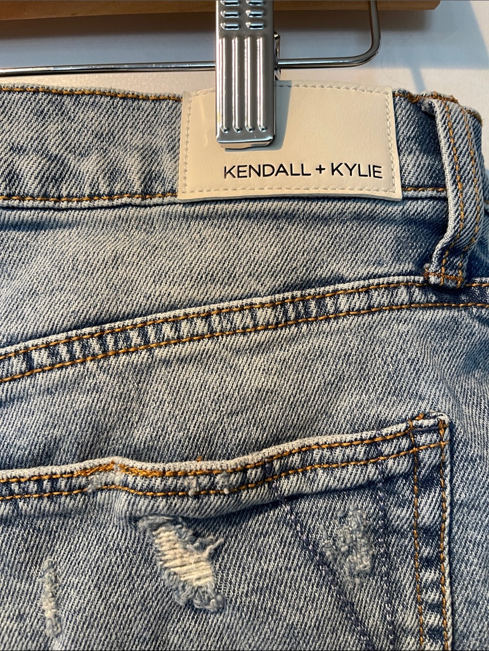 Kendall & Kylie Light Blue Distressed High-Rise Jean Shorts - Picture 3 of 5